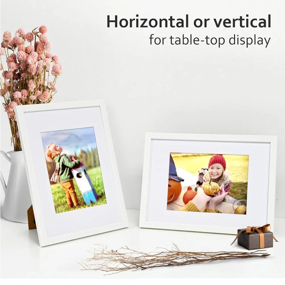 KINLINK A4 Picture Frame White Set of 4,‎ Wooden Photo Frames Matted A5